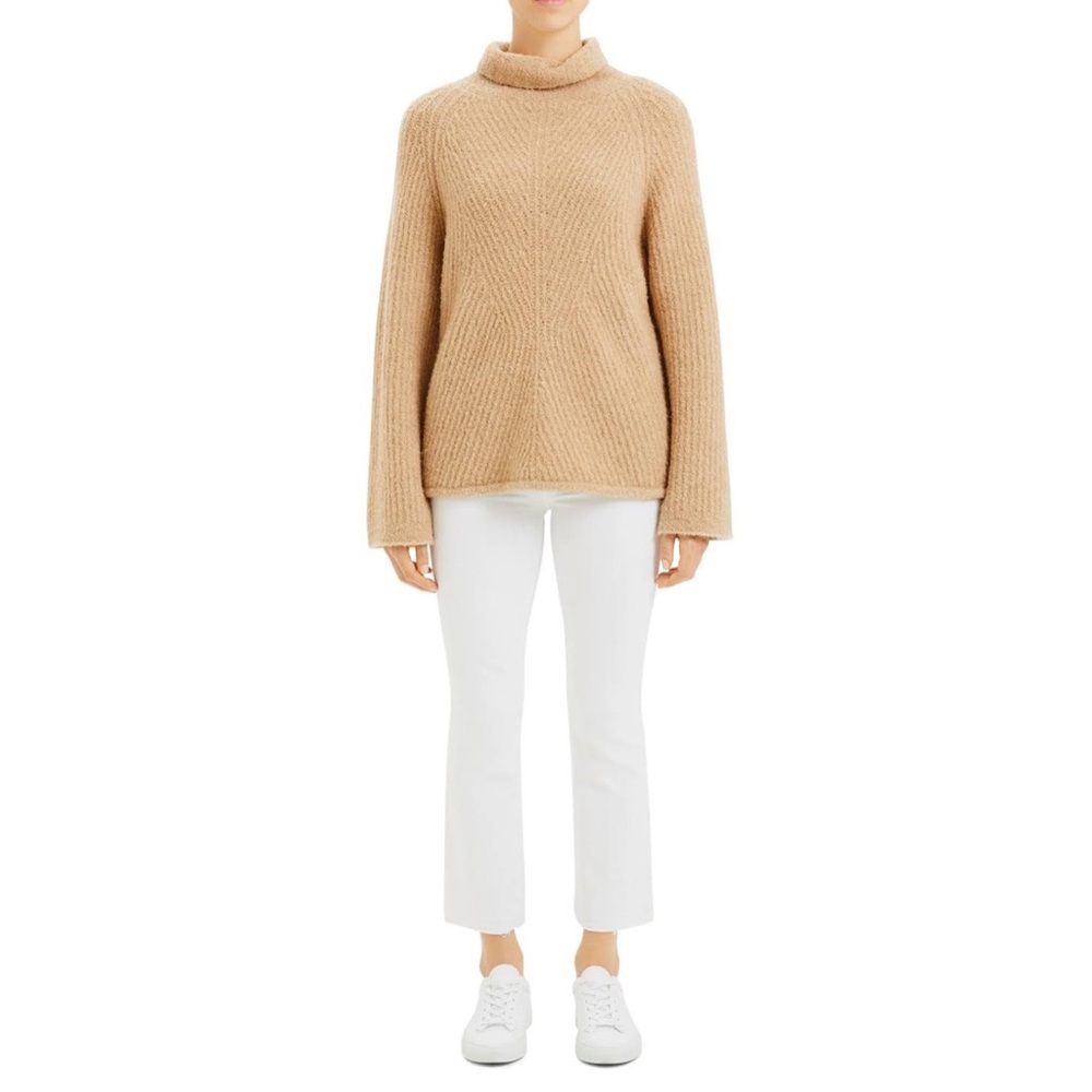Theory Moving Rib Turtleneck Sweater, Light Natural - Picture 12 of 14